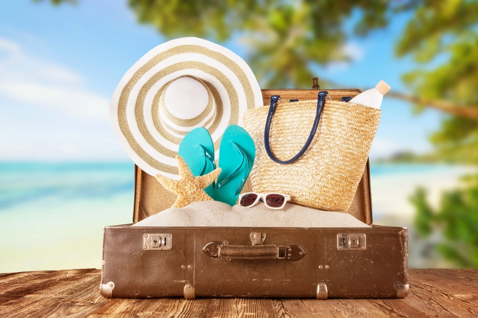 Woman packing suitcase