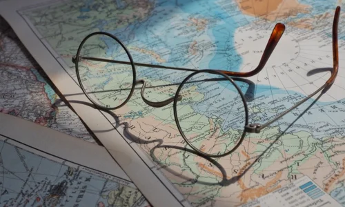 Glasses on a map