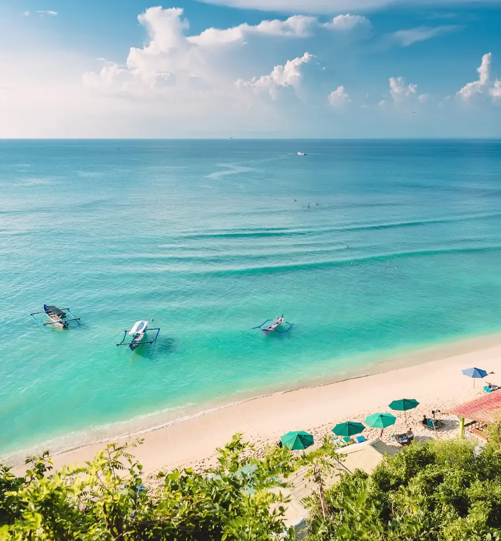 A white sandy beach in Bali, Indonesia