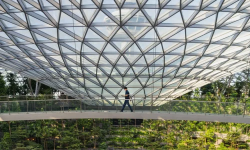 Inside airport with nice architecture  