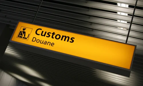 Airport customs sign
