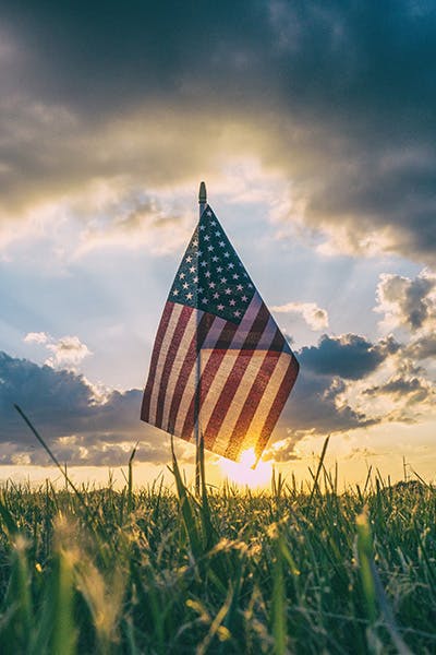 Picture of an American flag in a field