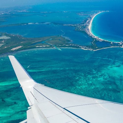 View of Cancun from a plane window
