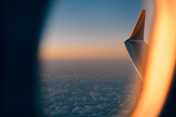 Southwest airplane wing from window seat view