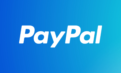 PayPal logo on blue gradient background
