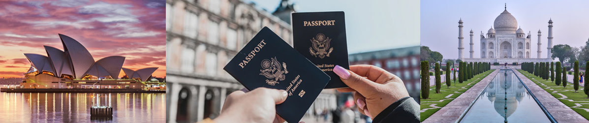 Man and women holding up 2 US passports