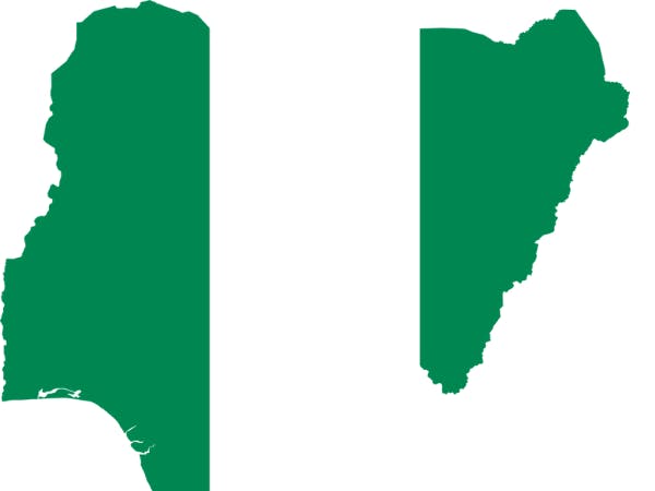 Nigerian flag on the map