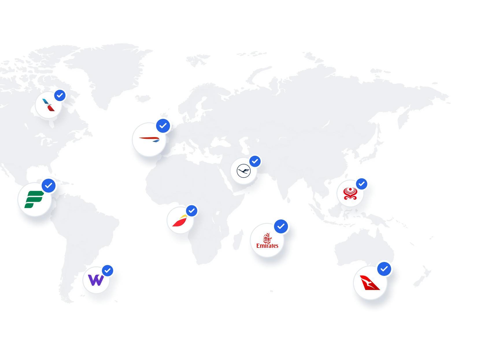 Map with covered airlines