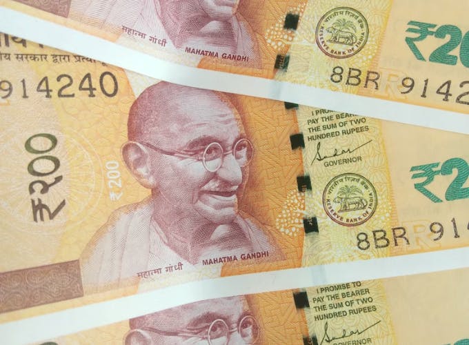 A picture of Indian Rupees in notes