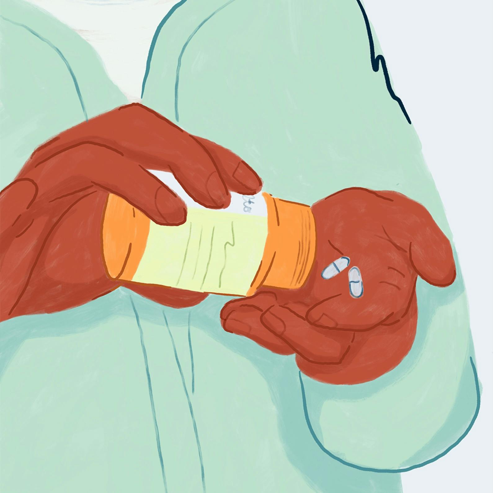 illustration of someone opening an alto medicine bottle