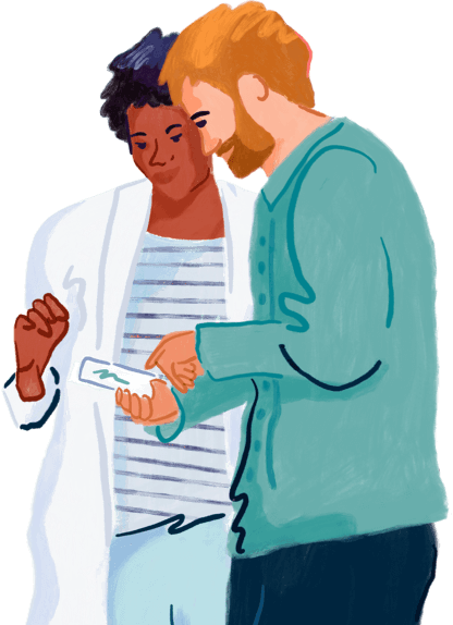 illustration of an Alto pharmacist speaking with a patient about their presciption