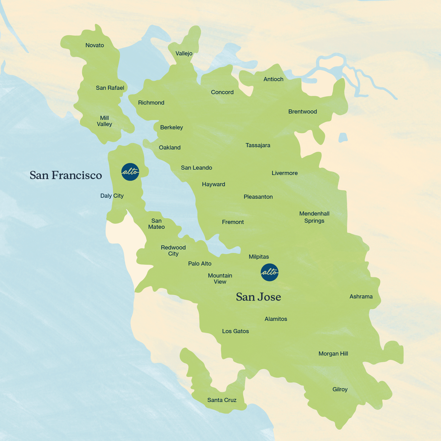 Alto Pharmacy Bay Area courier zone map