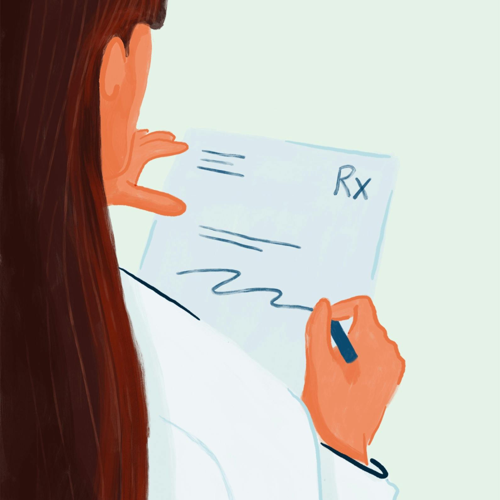 Illustration of provider writing a prescription