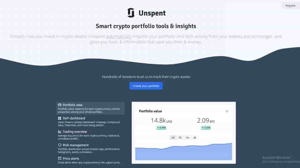 Unspent smart crypto portfolio tool