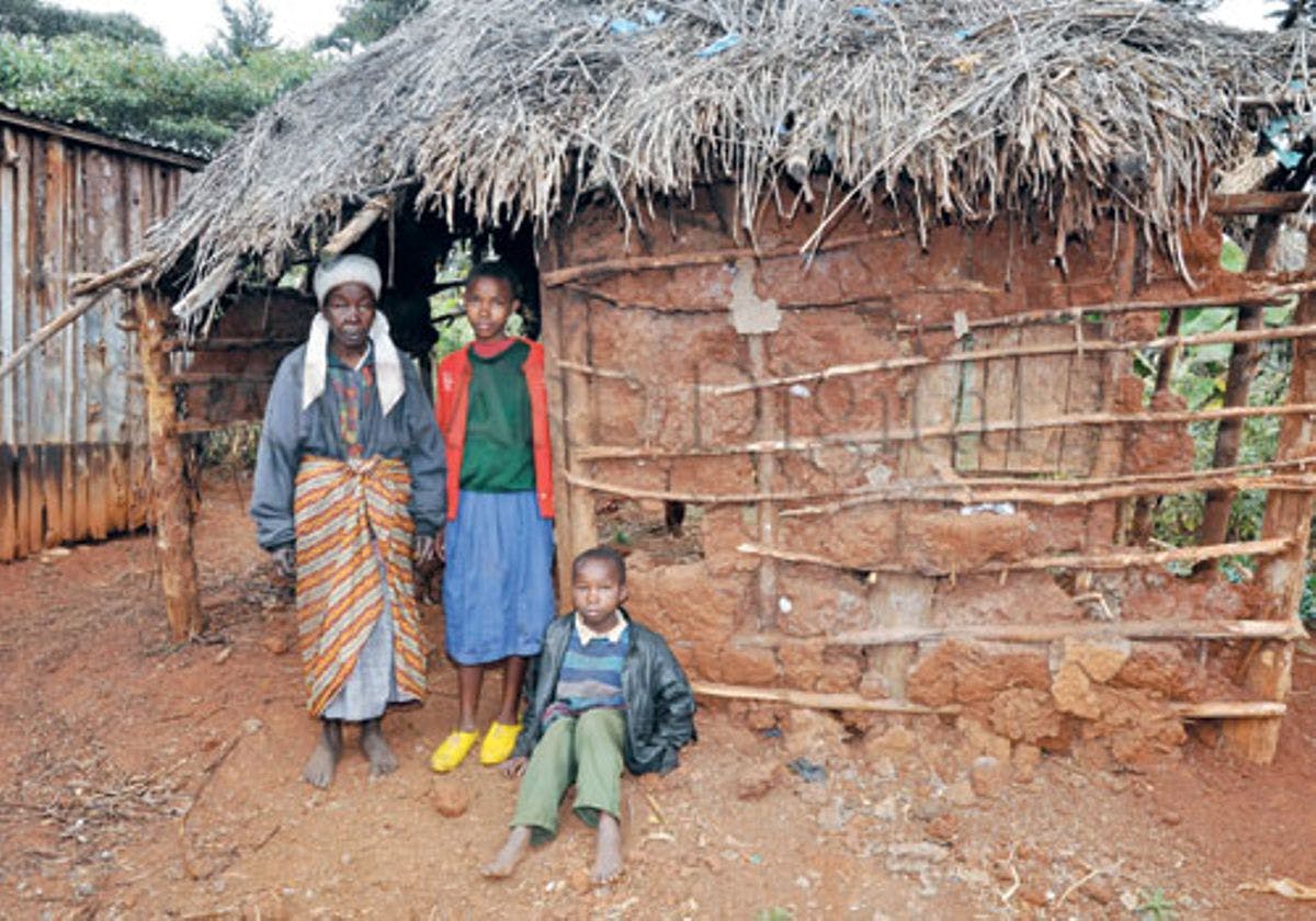 Kenyan family affected by extreme poverty living in rural area