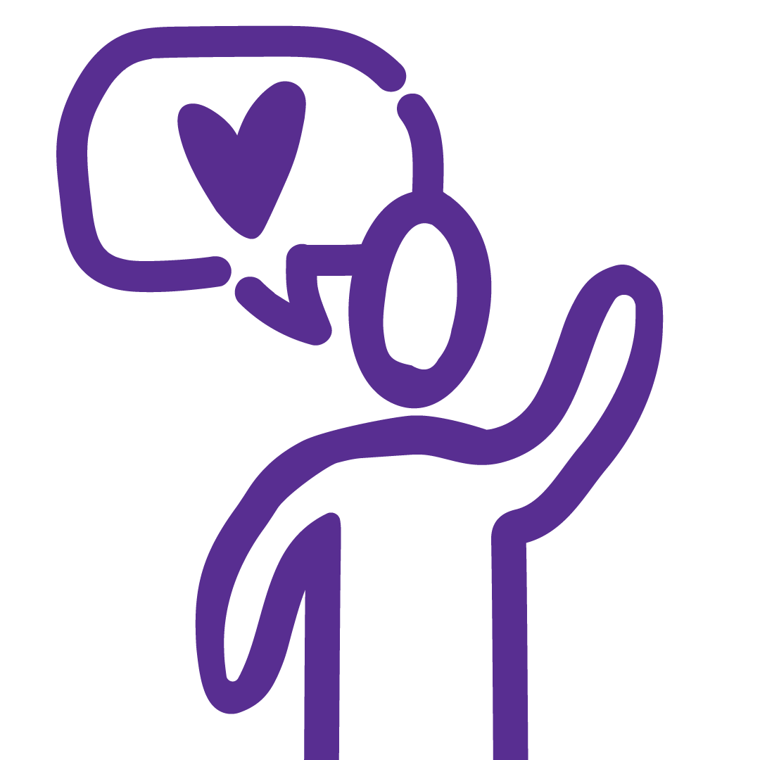 Illustration of a person with a heart speech bubble