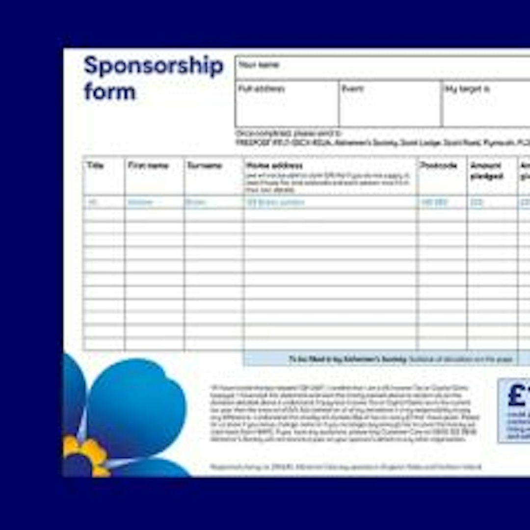 Screenshot of sponsorship form.