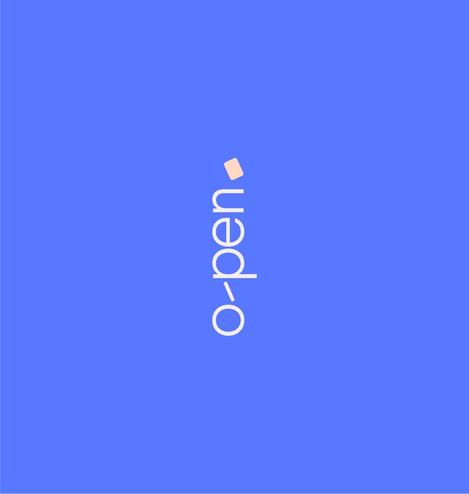 O-Pen logotype on blue background