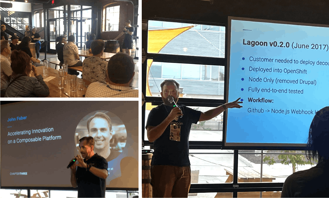 Michael, Chris, and John presenting their sessions at LagoonCon