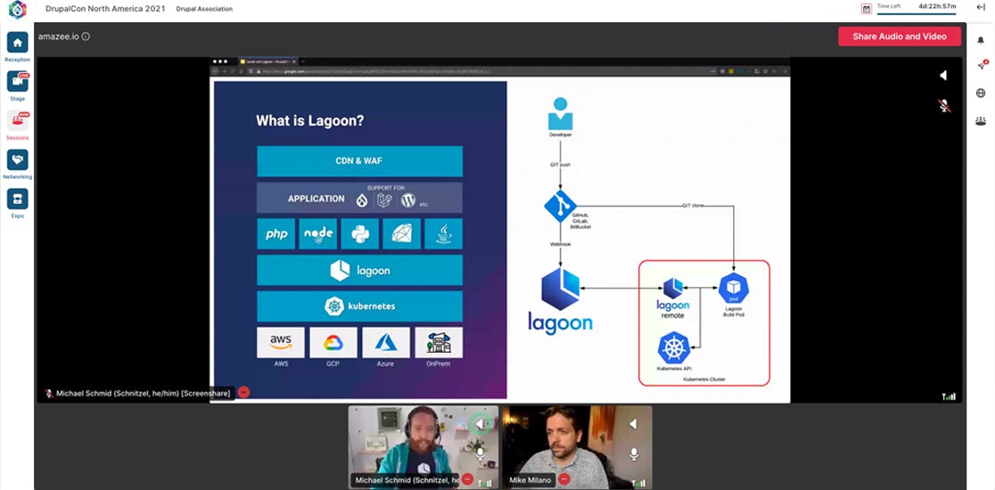 From Lando to Lagoon: The developer-focused workflow from local to production. Presented by Michael Schmid, co-founder and CTO at amazee.io, and Mike Milano from Tandem and Lando.
