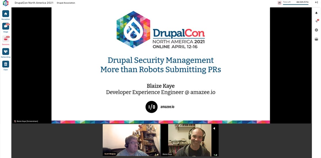 DrupalCon North America 2021. Drupal Security Management - More than Robots Submitting PRs. Presented by Blaize Kaye, Developer Experience Engineer at amazee.io 