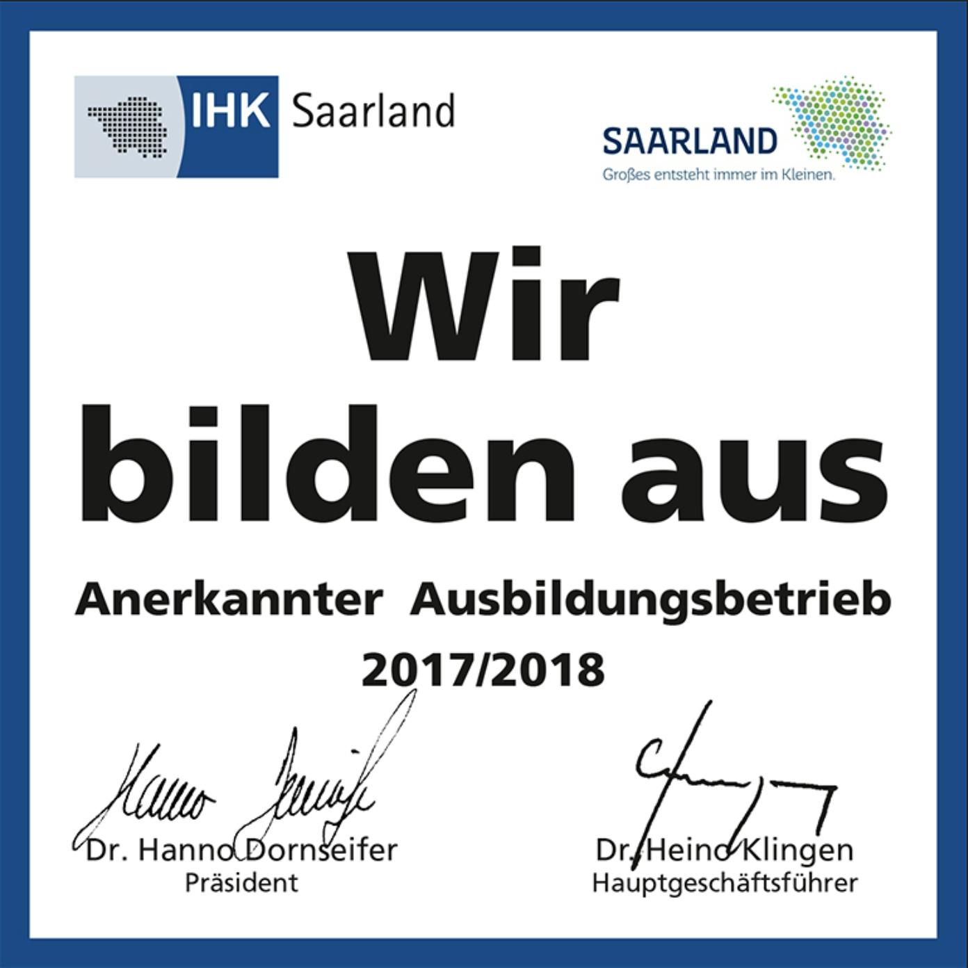 Badge IHK Saarland - Wir bilden aus