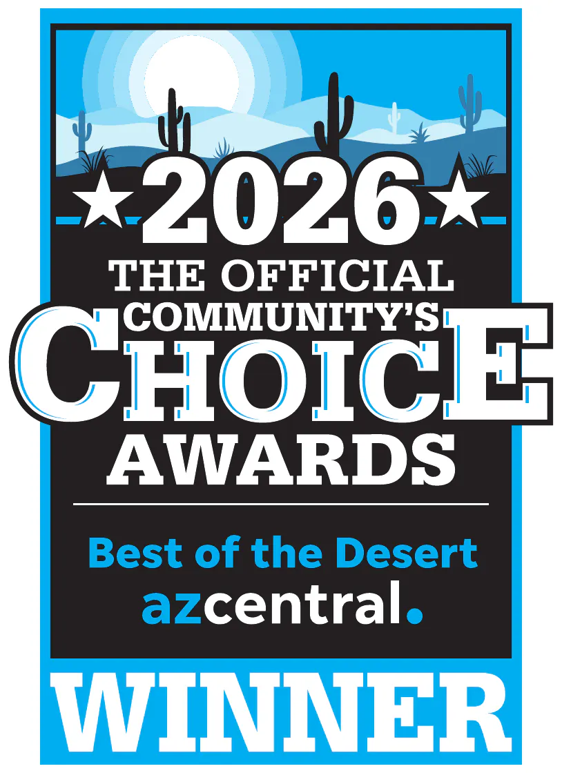 Phoenix area 2026 Community’s Choice Awards winner badge.