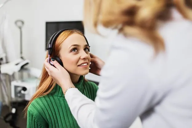 A woman undergoing a regular hearing test in Lely, Marco Island and East Naples FL