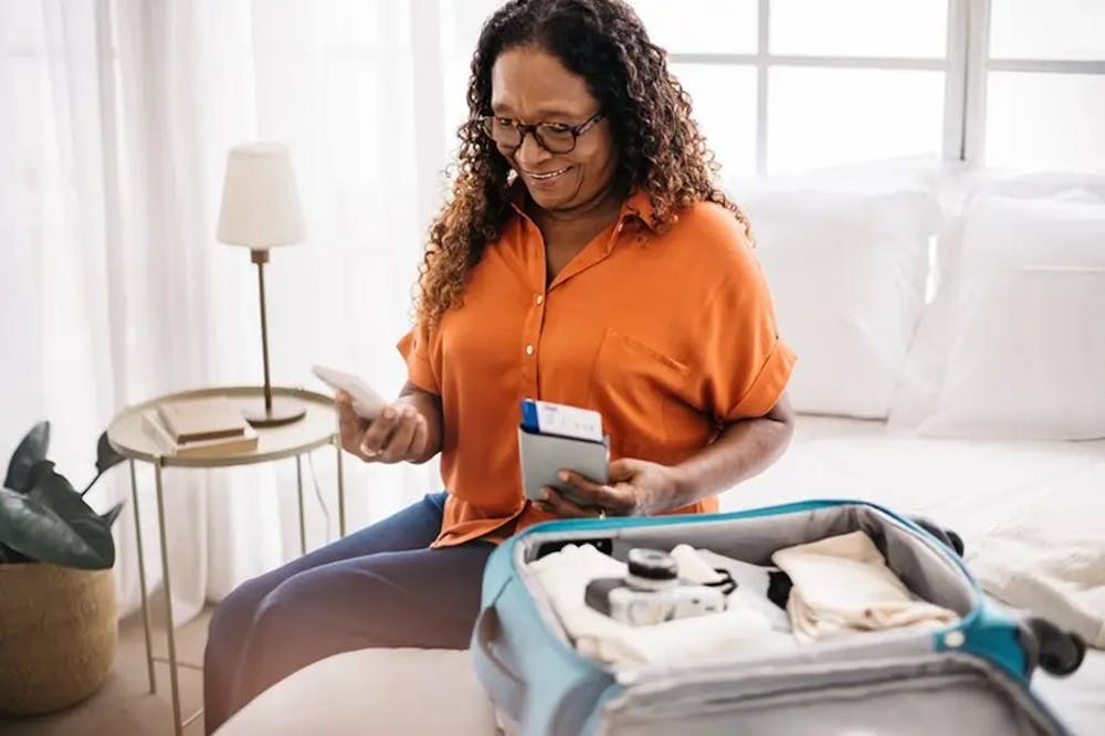 Woman packing for her trip