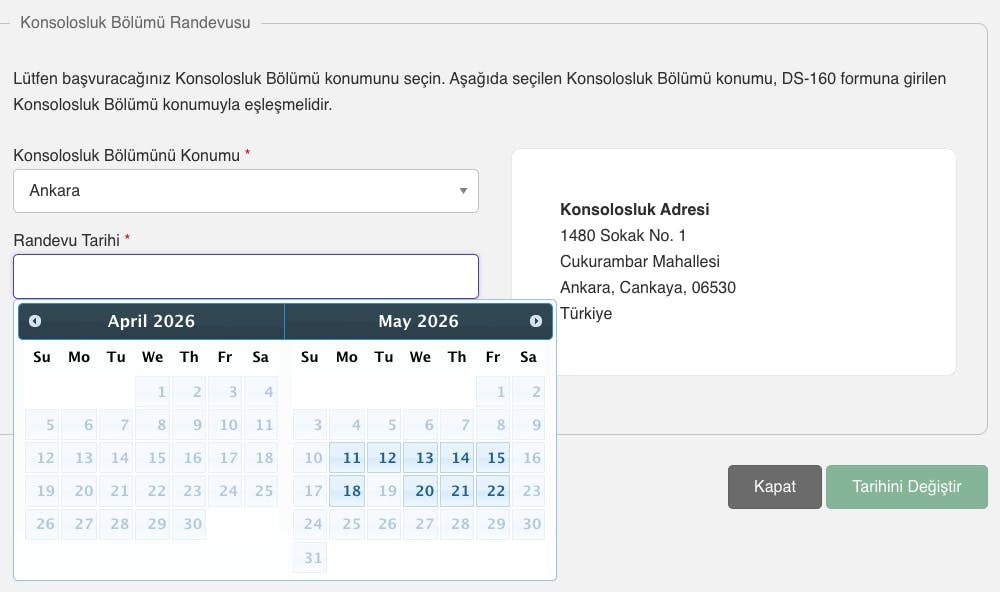 Takvimden istediğiniz tarihi seçin