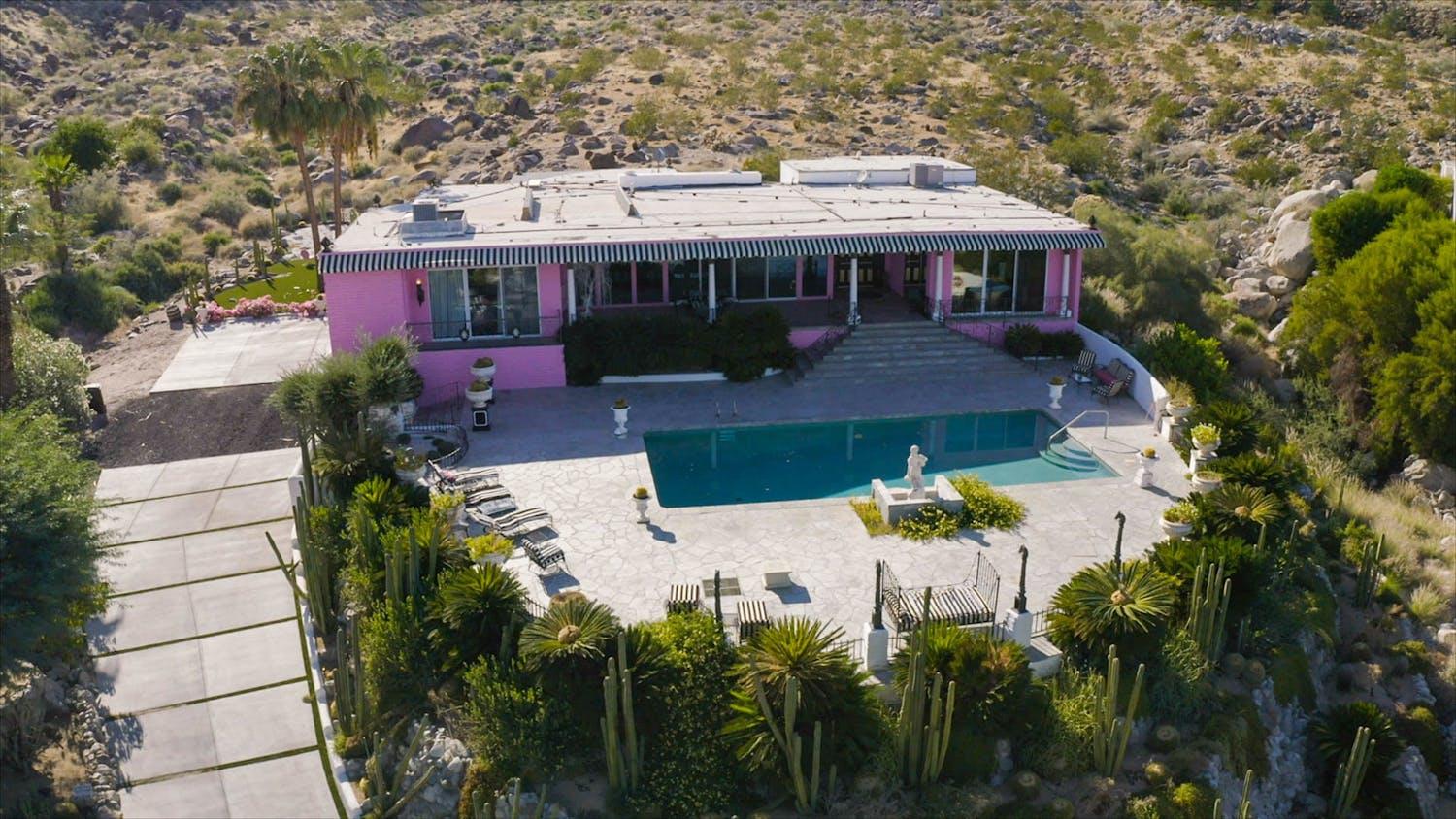 Pink house with pool