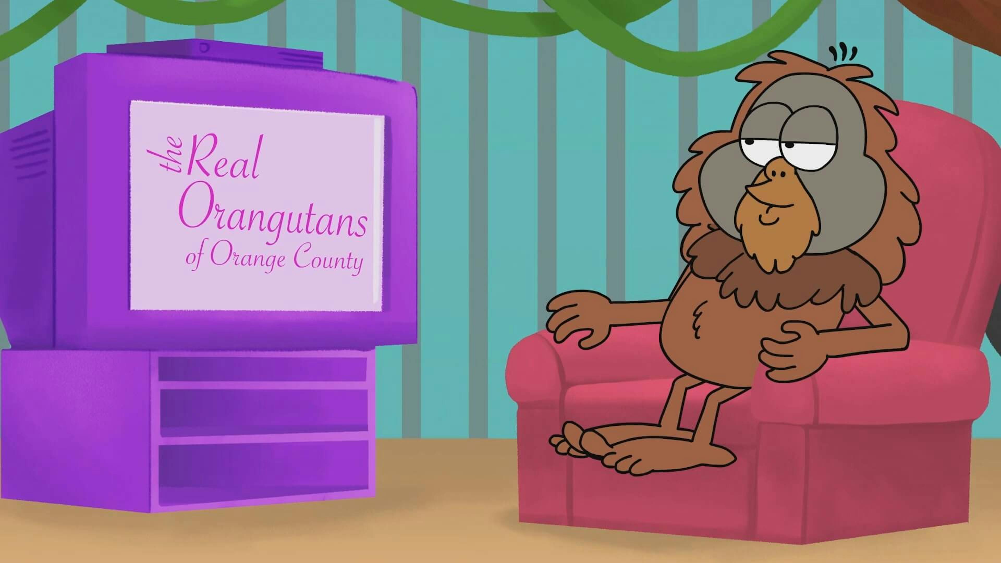 Cartoon of animal watching TV