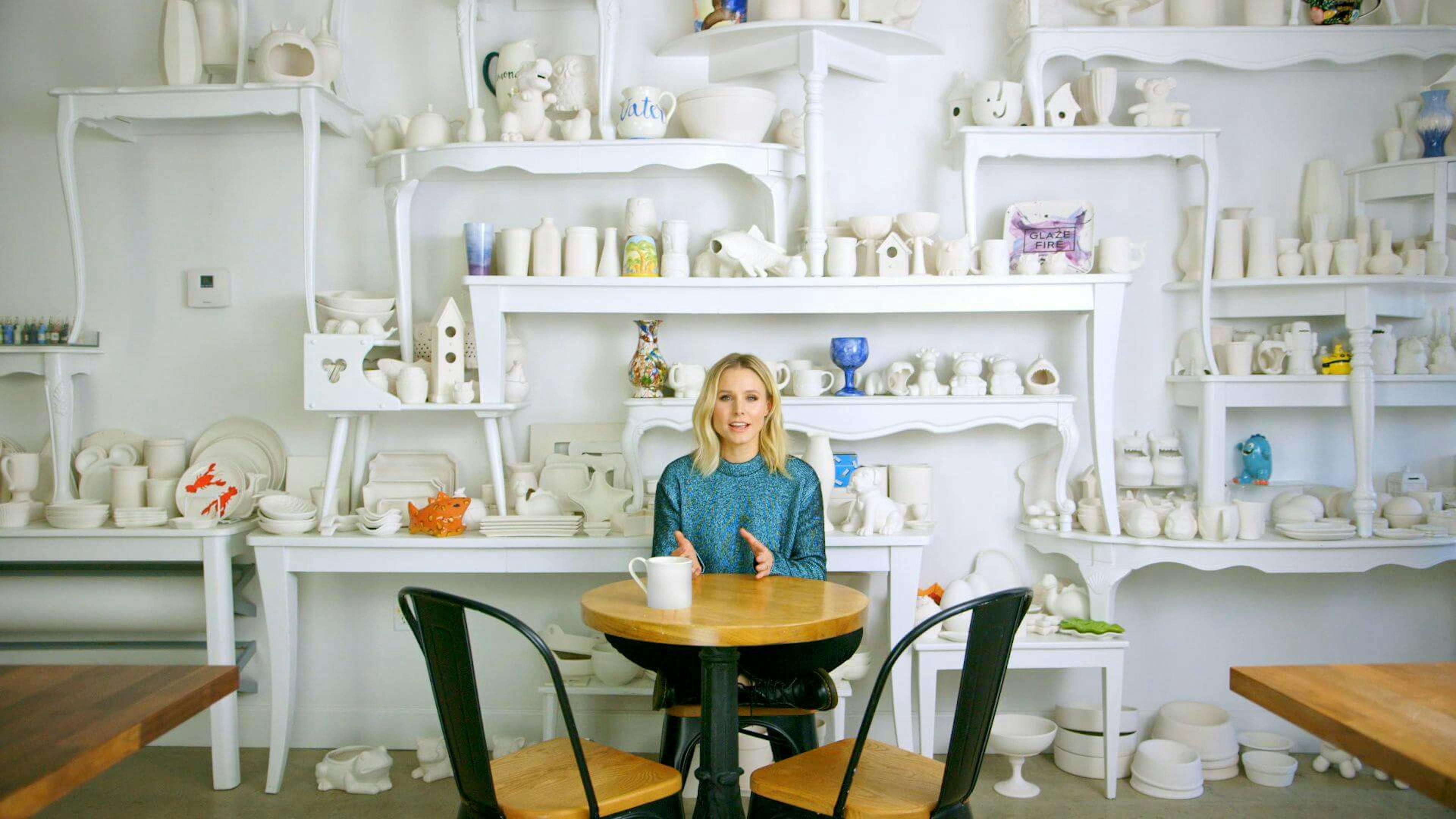 Kristen Bell talking to camera