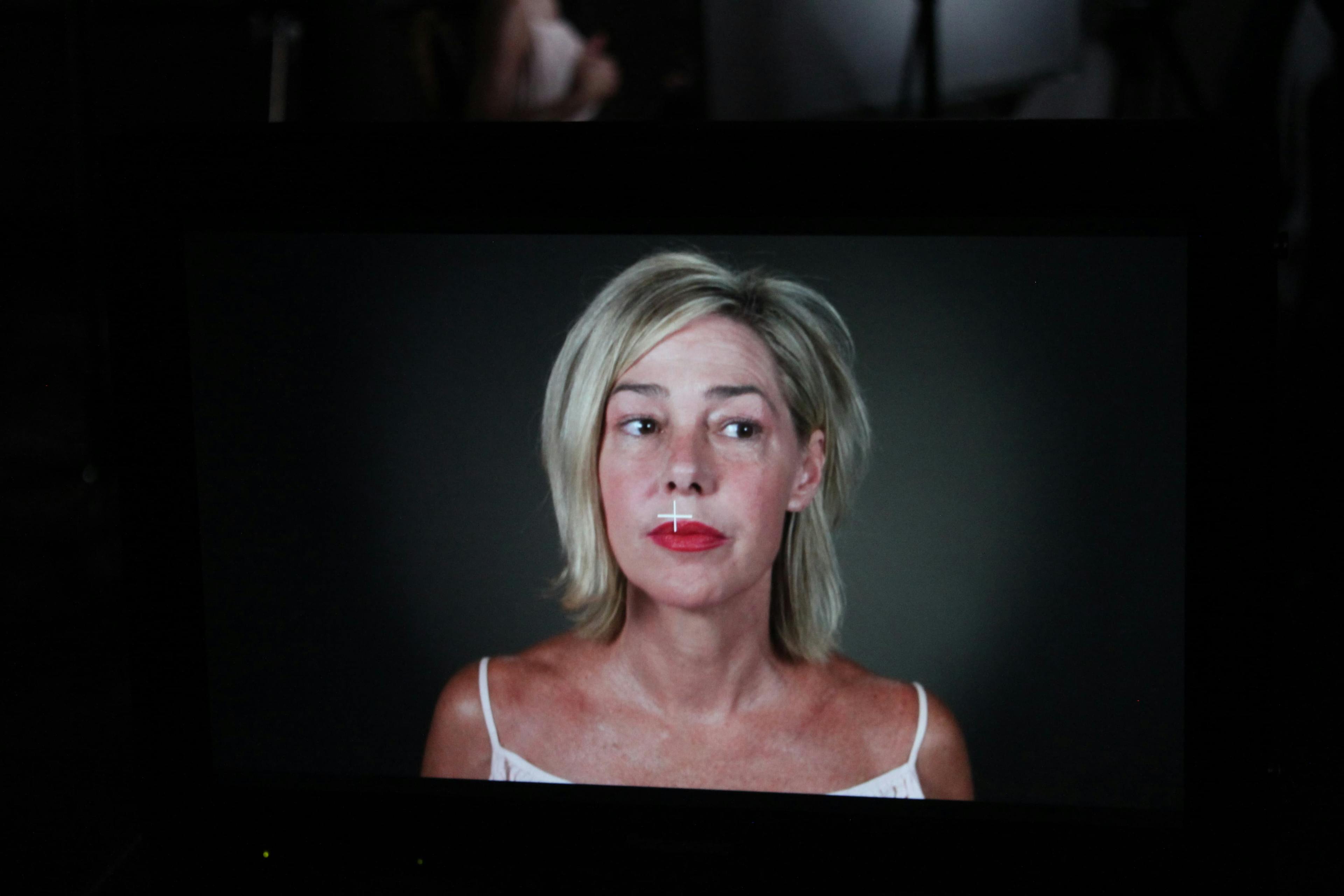 Woman being interviewed