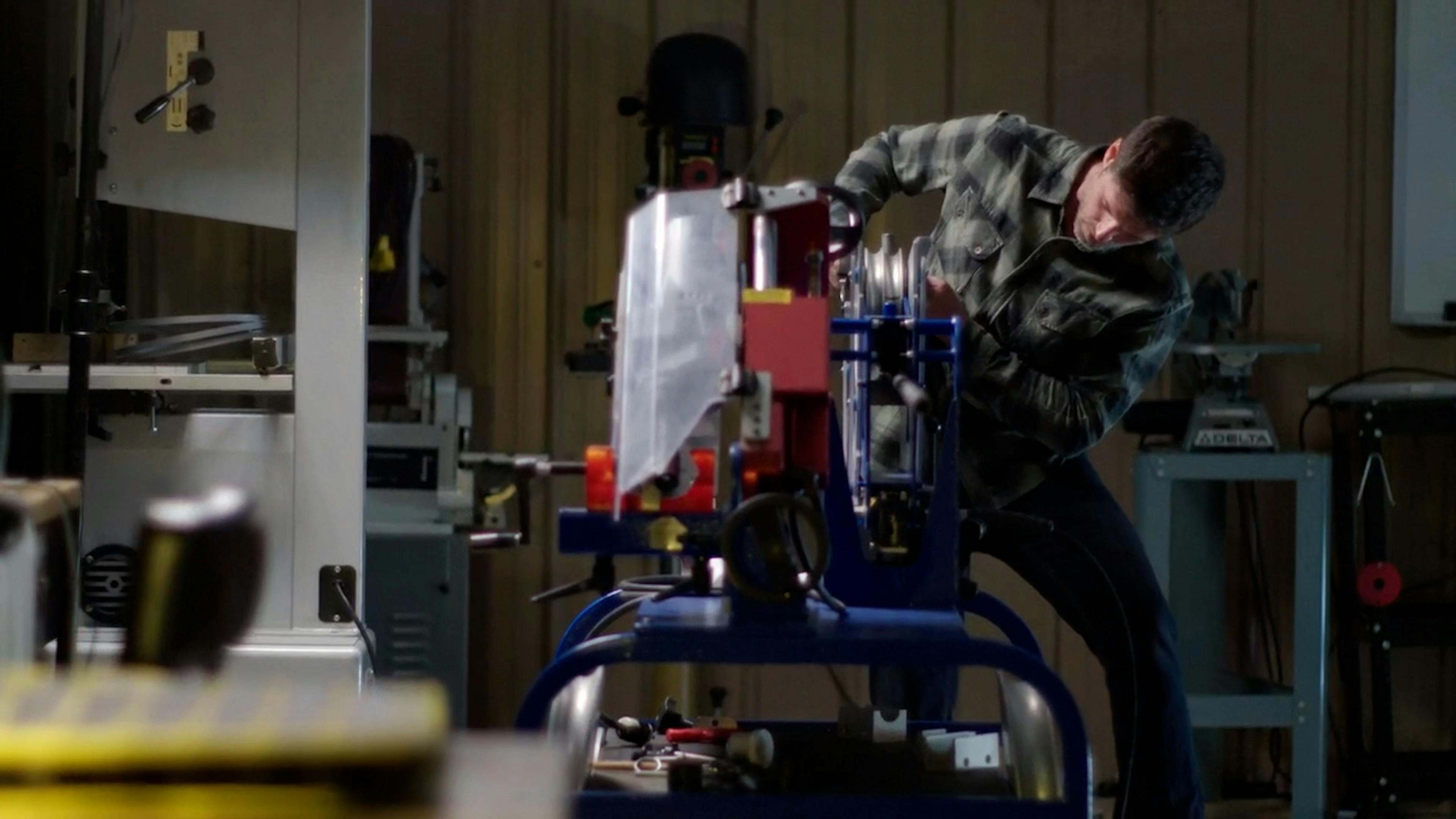 Man using machinery