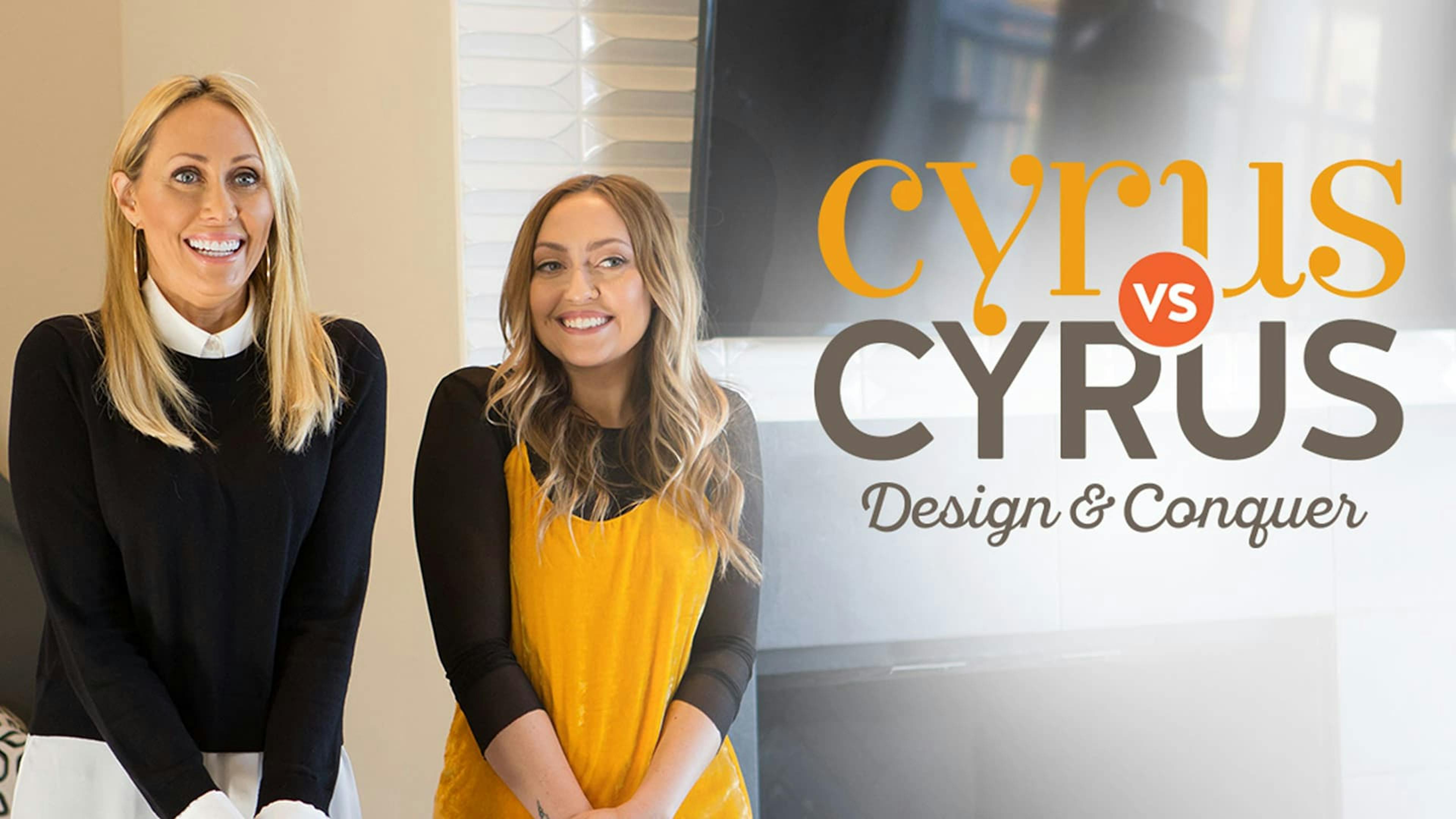 Two women smiling with Design and Conquer logo