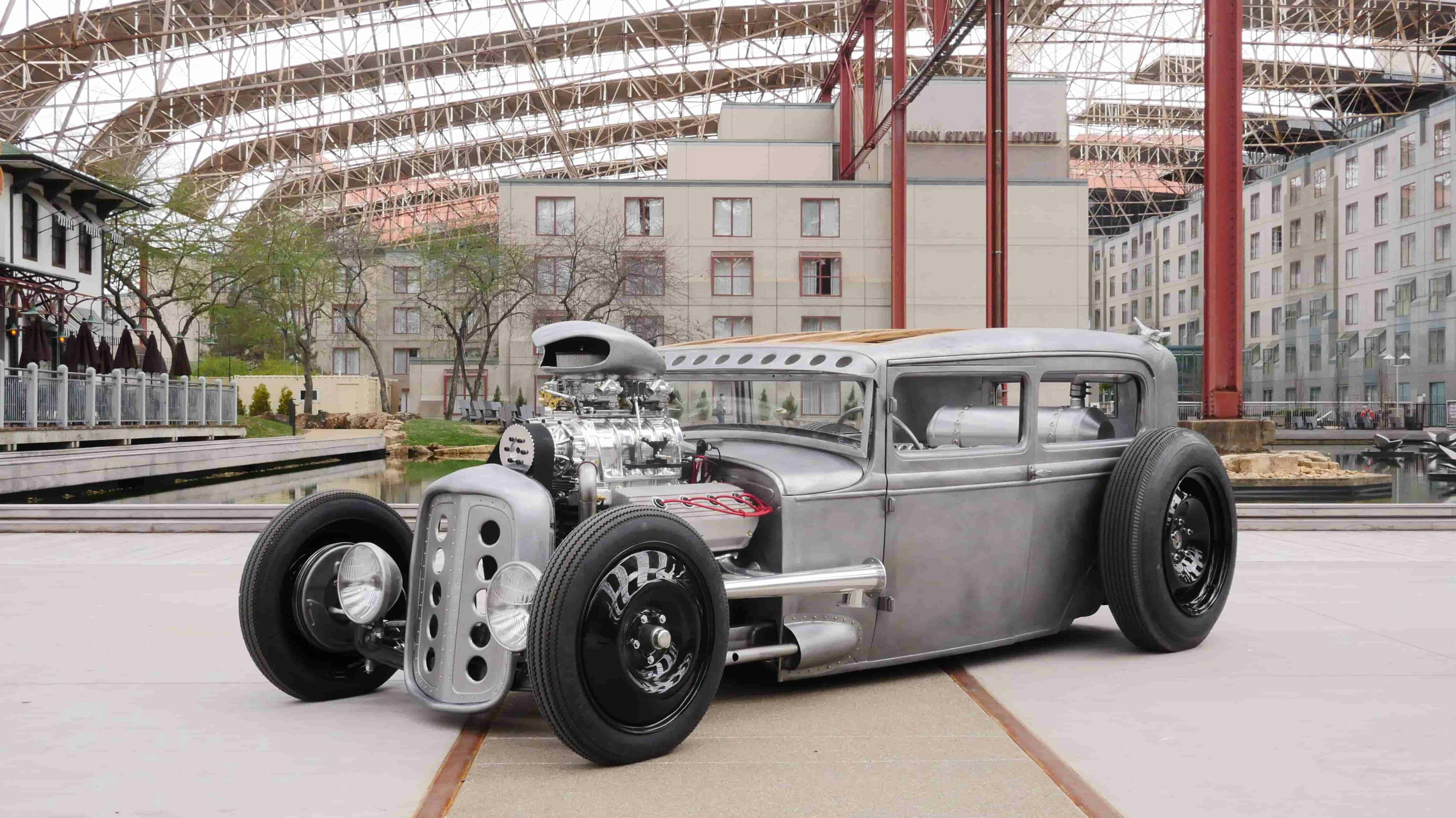 Old fashioned silver car