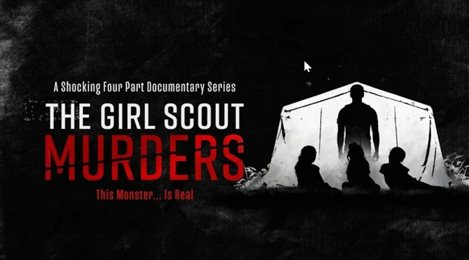 Drawing of dark figure by tent