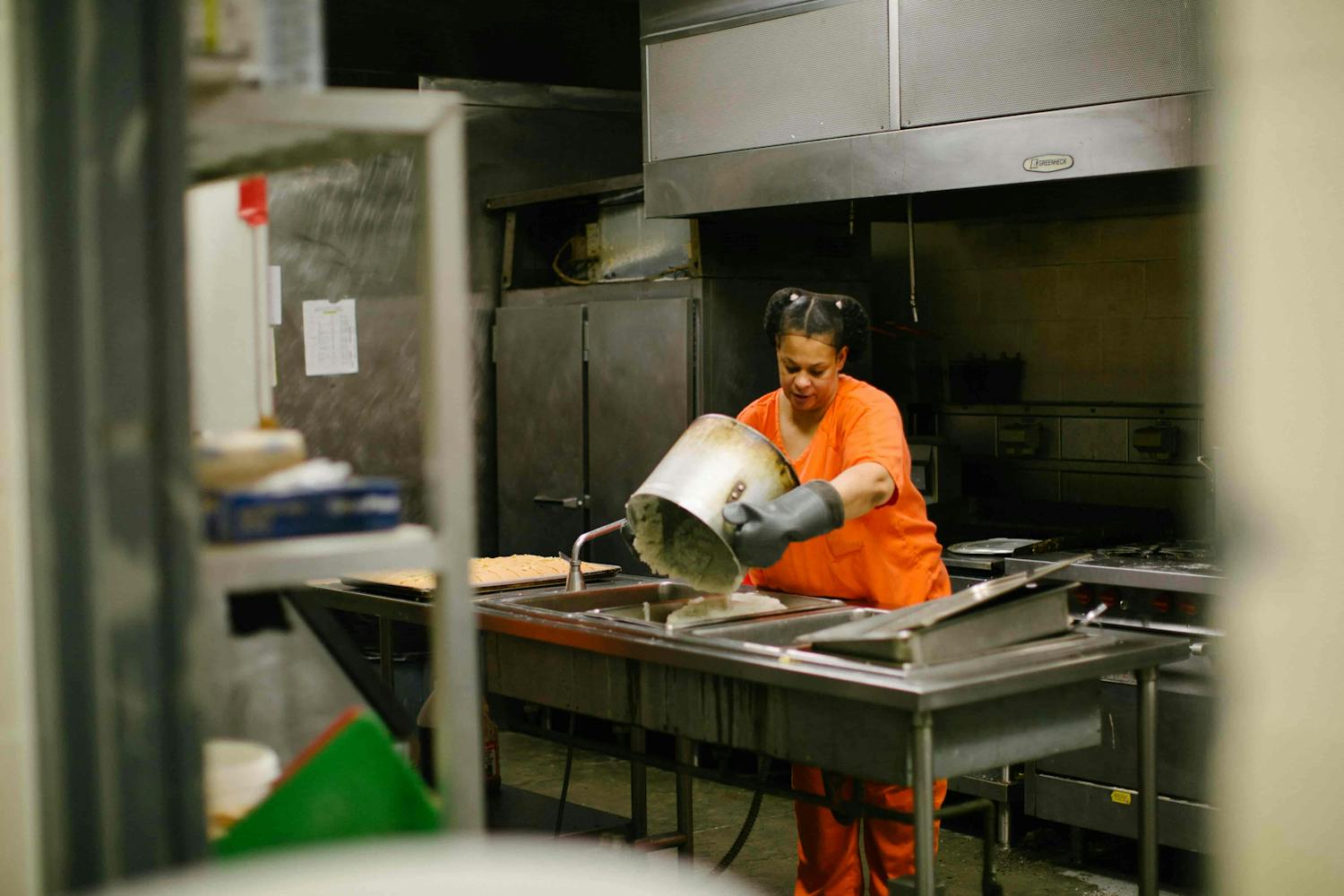 Female prisoner washing up