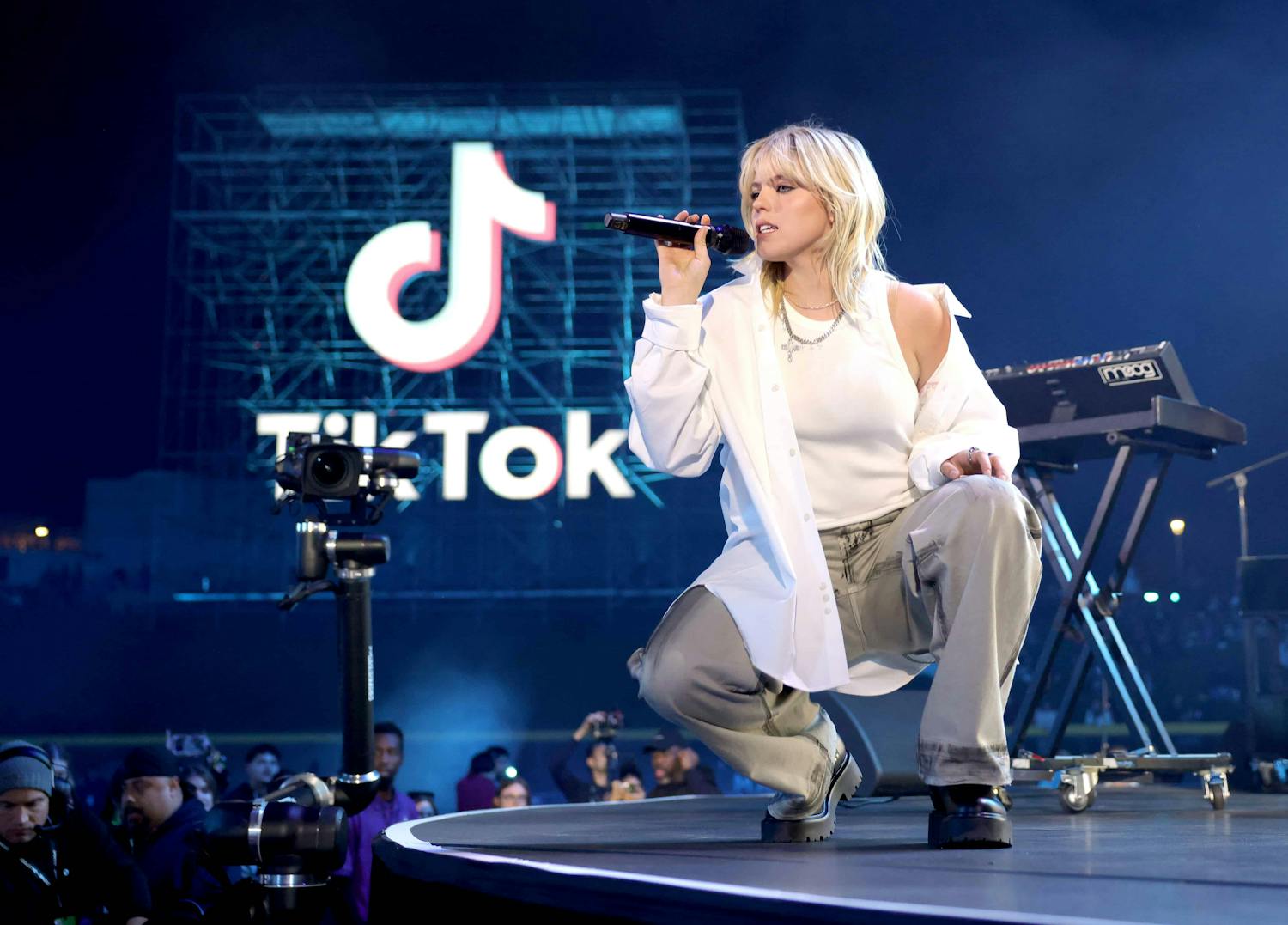 Woman performing on stage