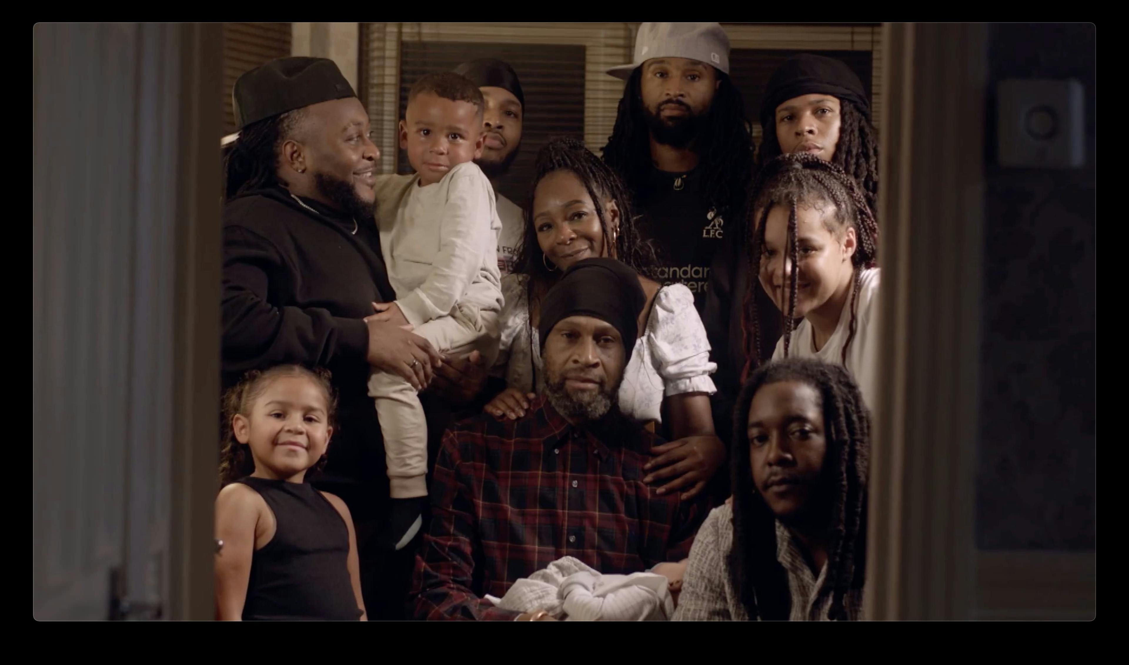 Family smiling at camera