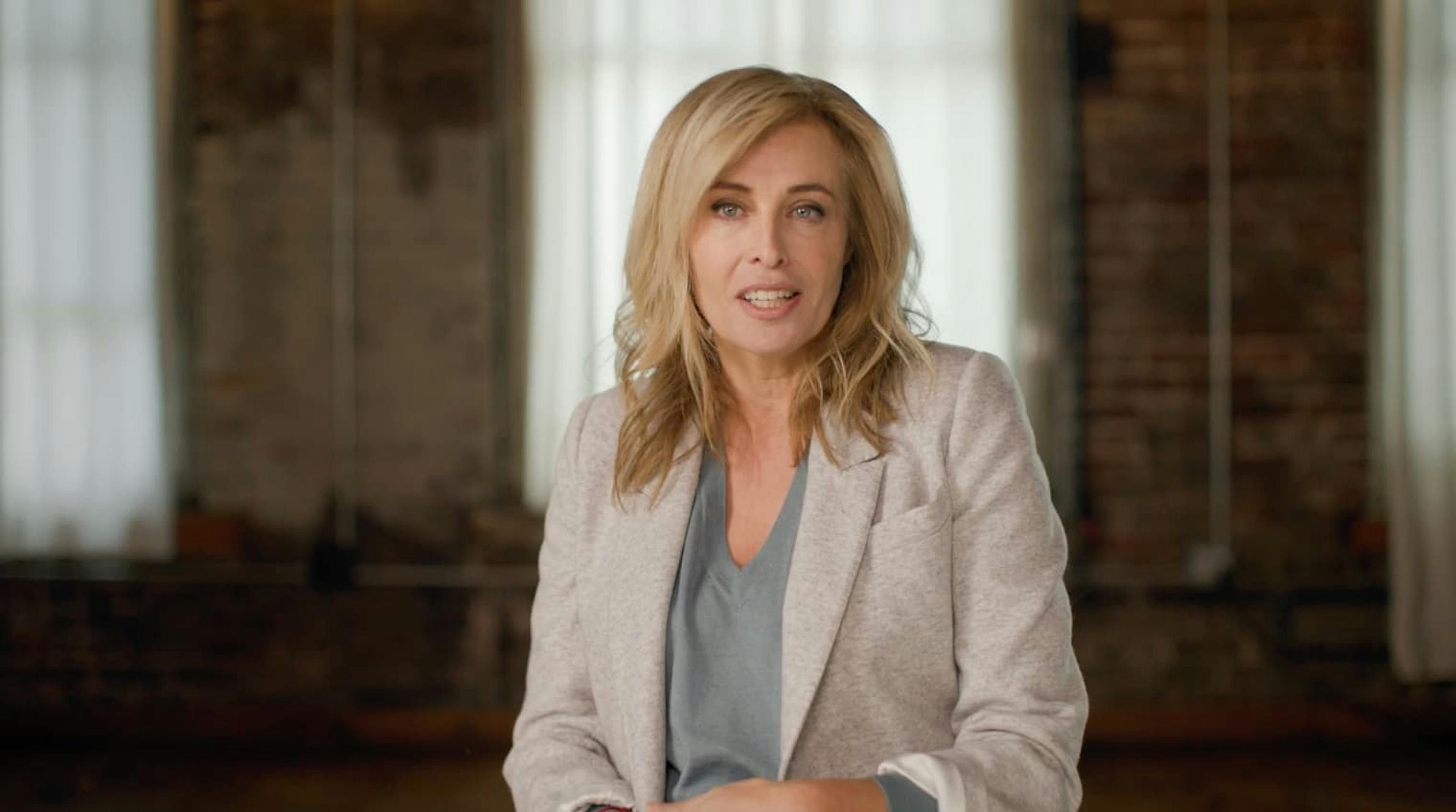 Woman being interviewed