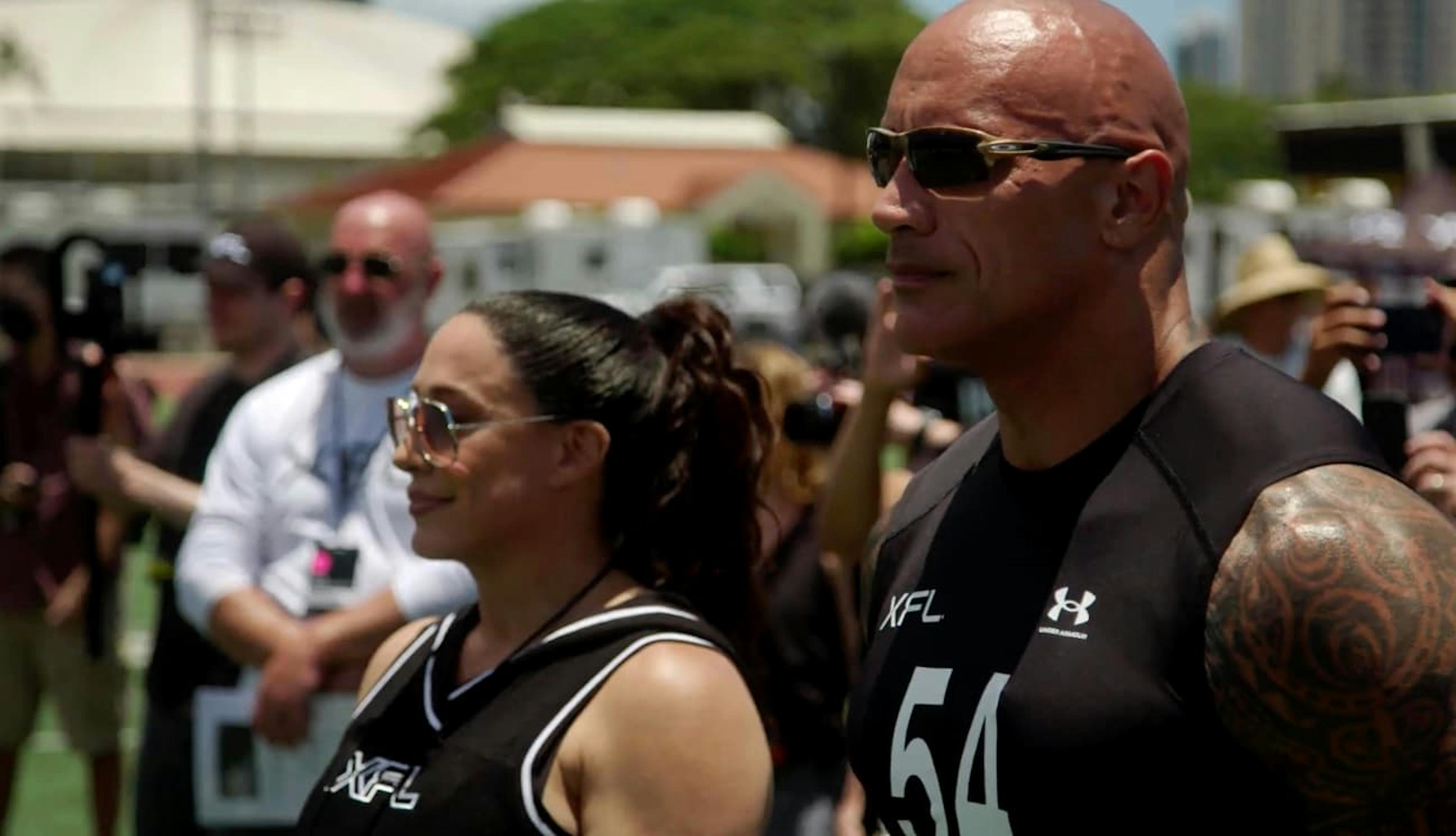 Man and woman stood wearing sunglasses