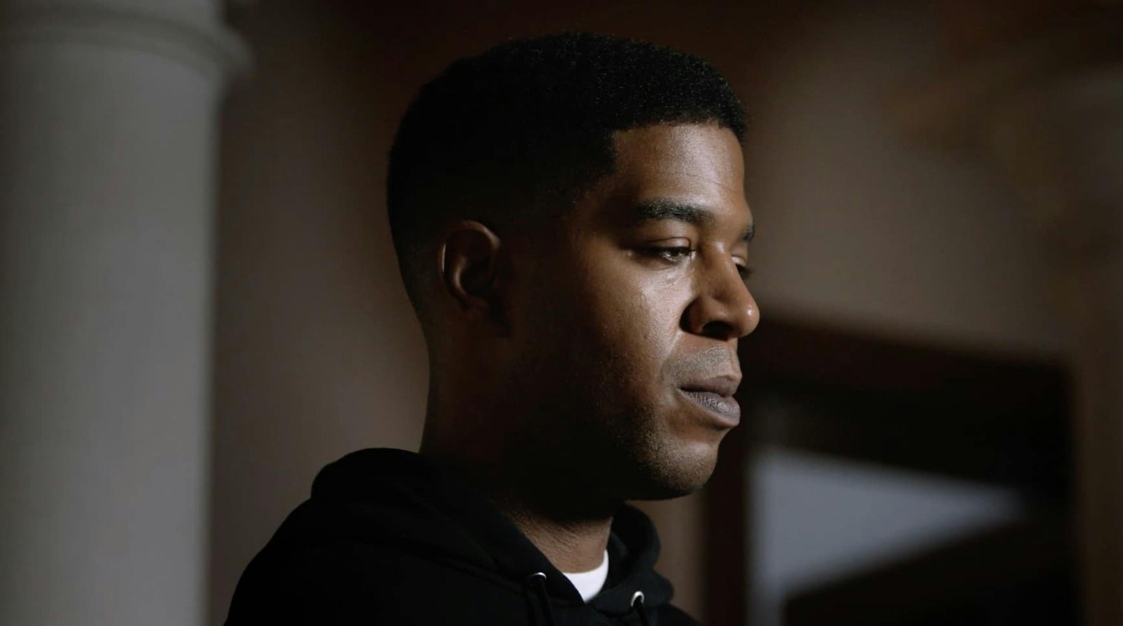 Side view close up of man