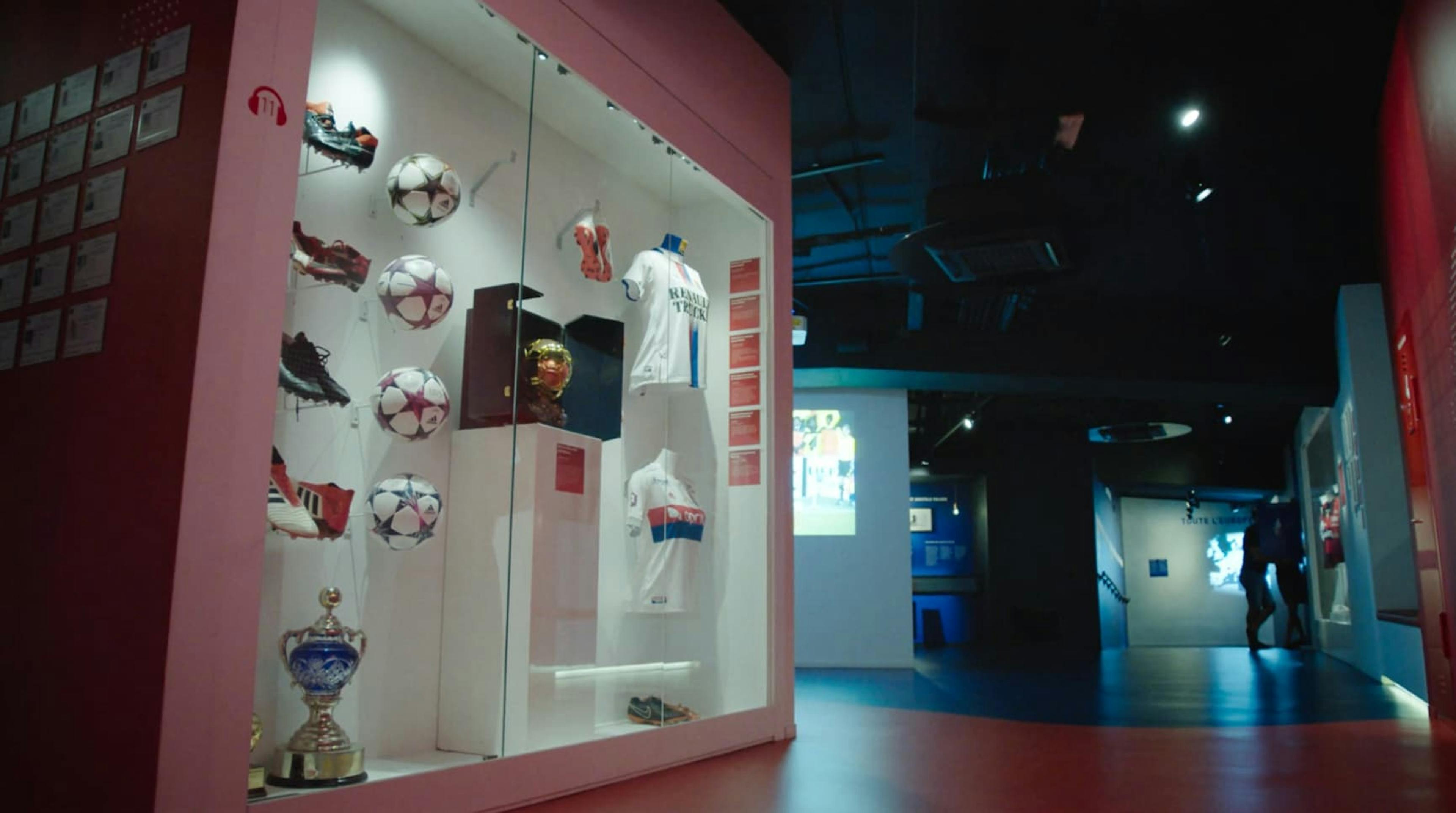 Soccer kit in a glass cabinet
