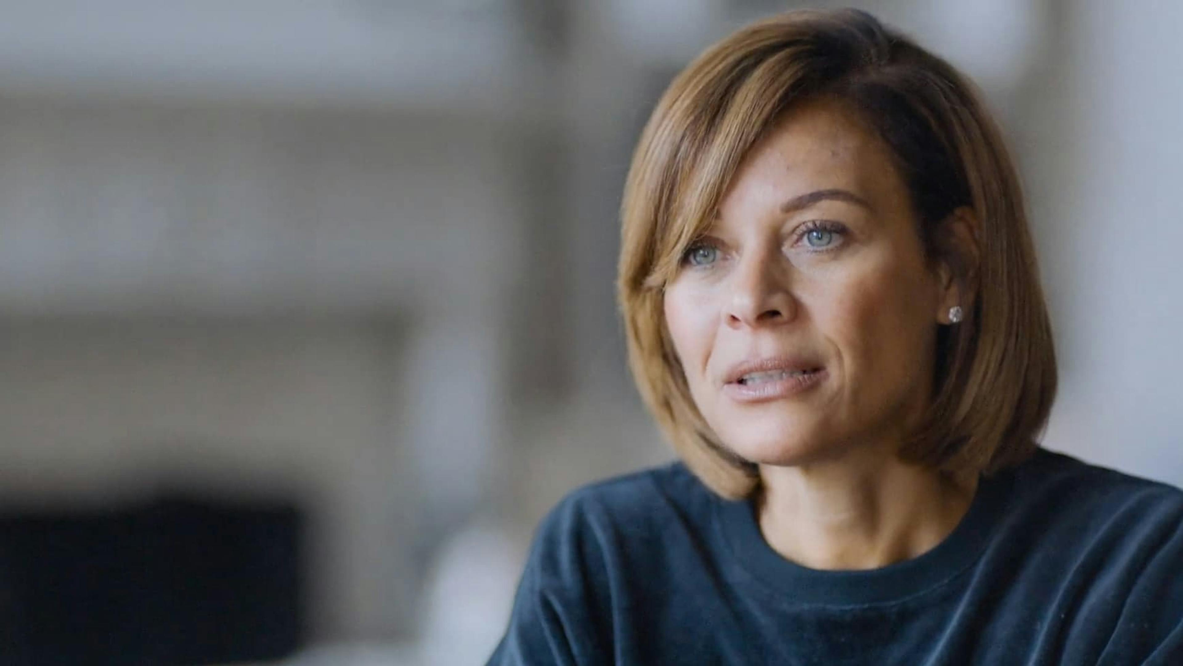 Woman being interviewed