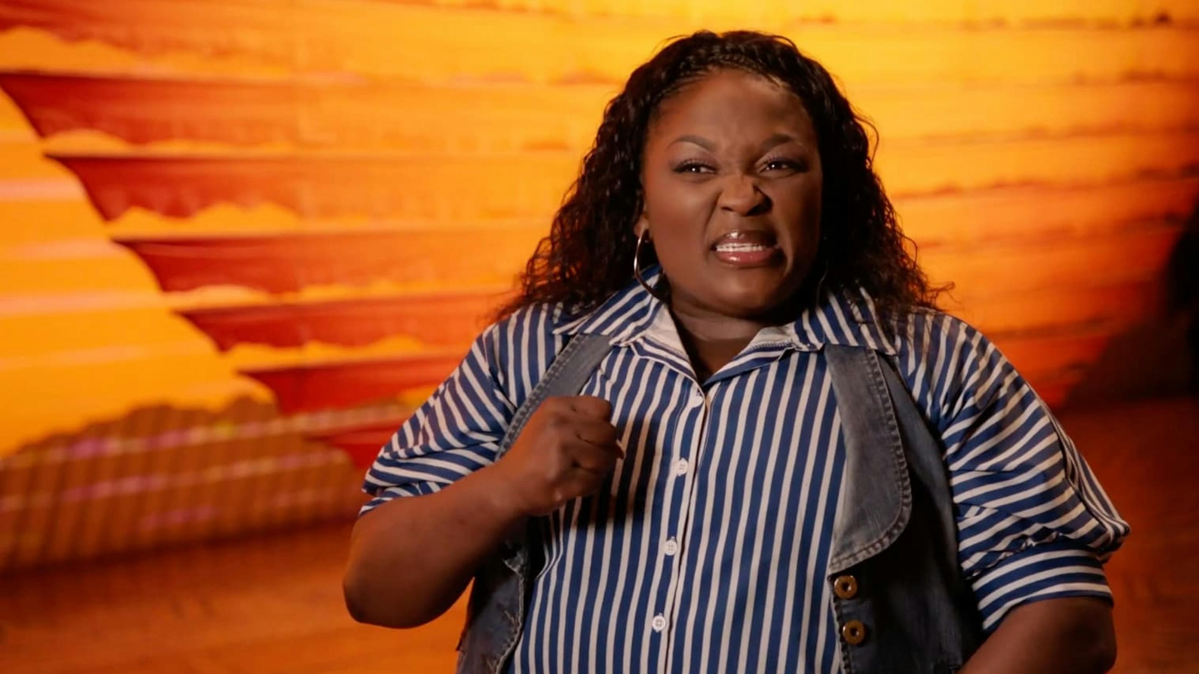 Woman being interviewed