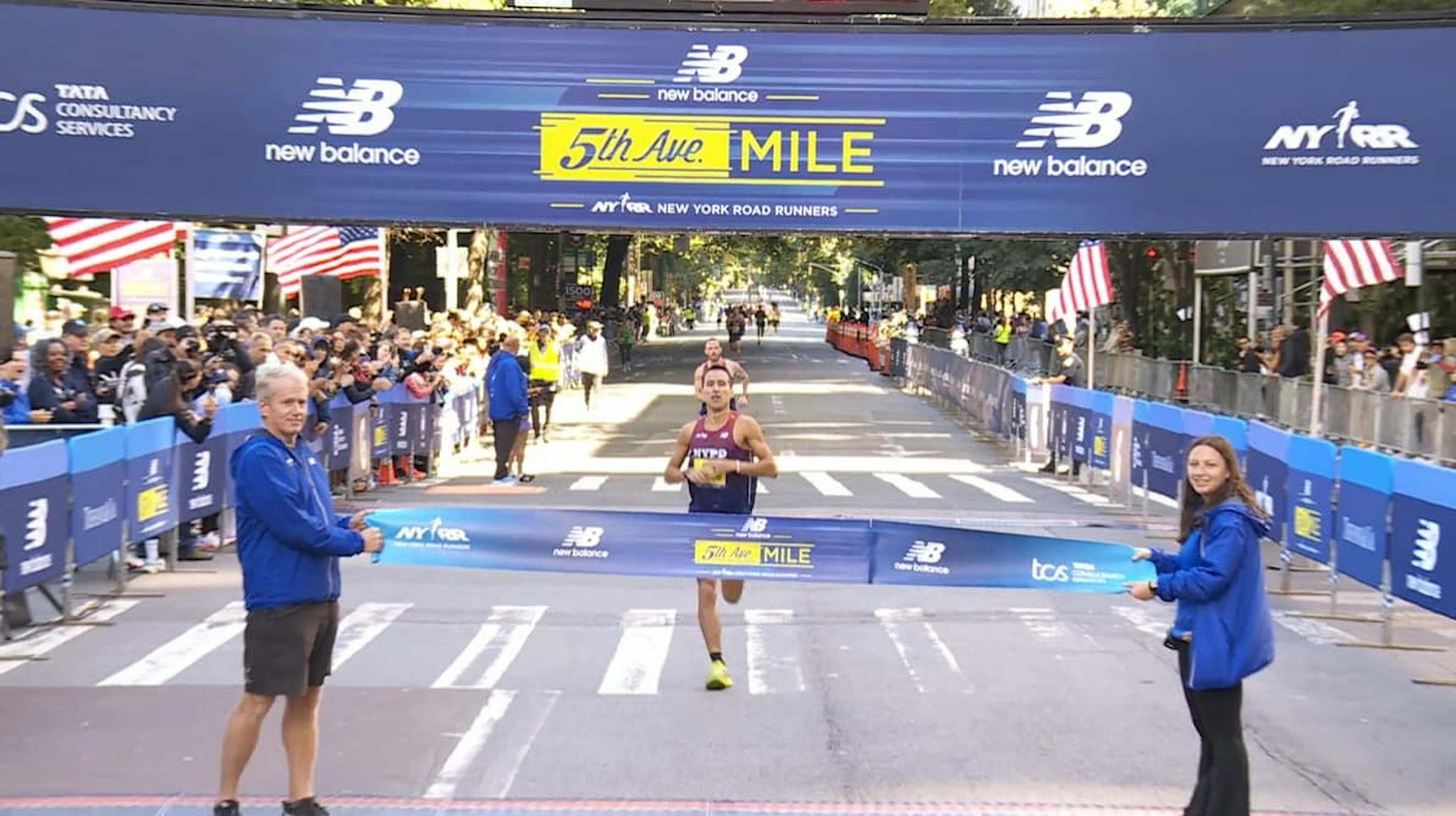 Runner crossing the finish line