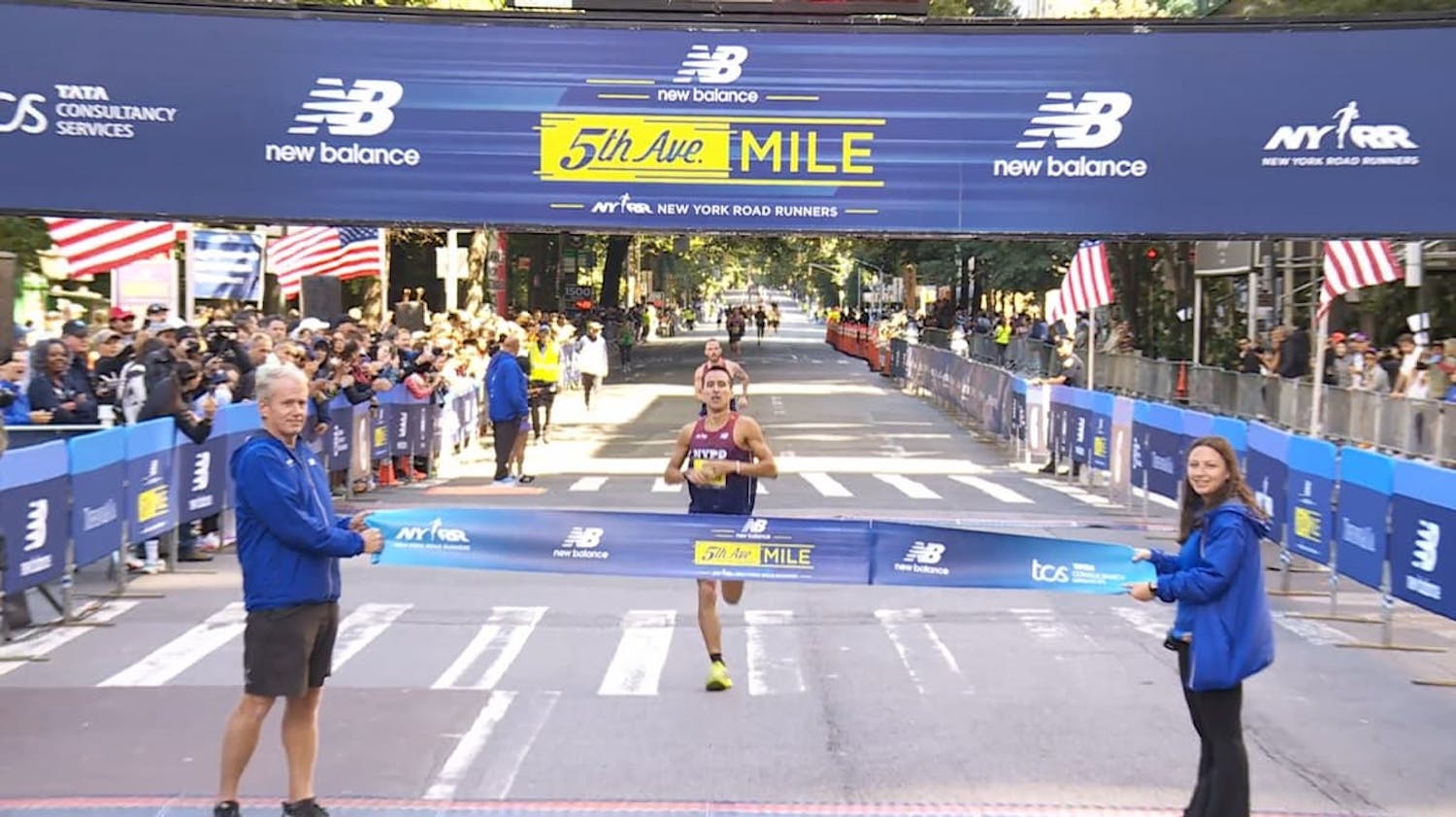 Runner crossing the finish line