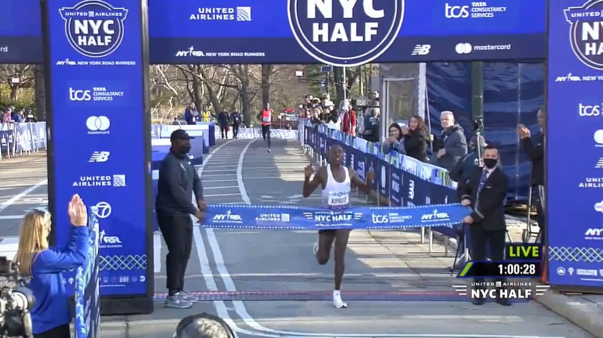 Runner crossing the finish line 